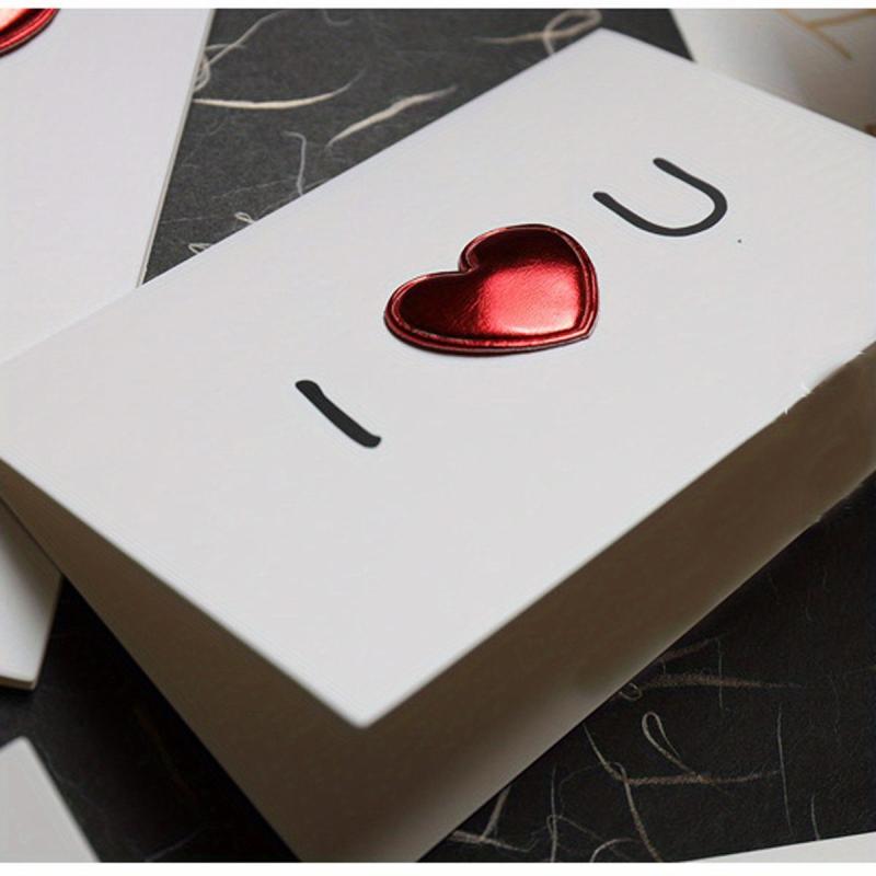 1pc Valentines 3D Love Card Leather Heart Greeting Cards