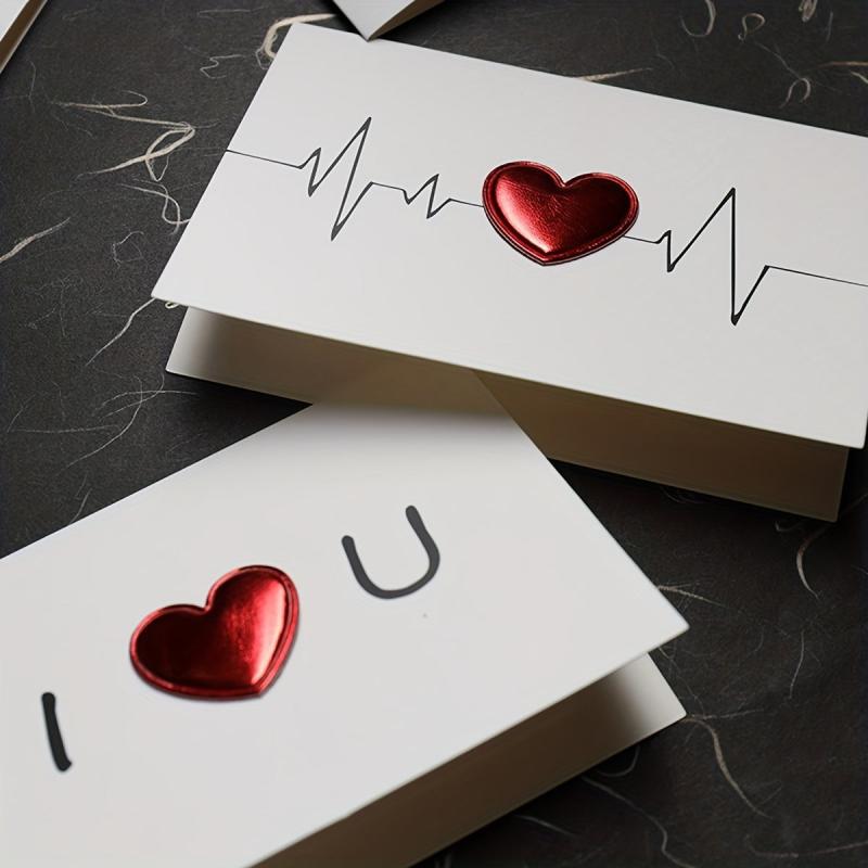 1pc Valentines 3D Love Card Leather Heart Greeting Cards