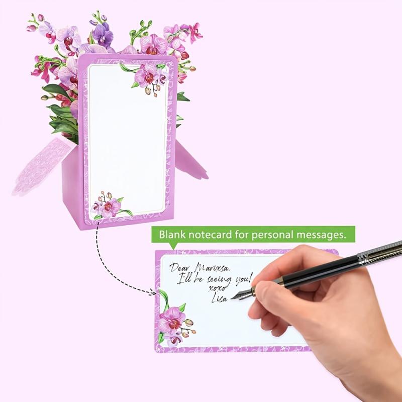 Orchid Pop Up Flower Box Card - Home Decor & Mother's Day