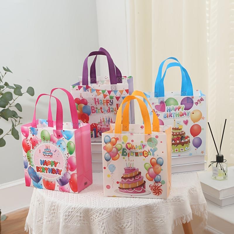 4 Birthday Tote Bags Shopping Favor Goodie Bags Handles 9 8 7 4 3inch