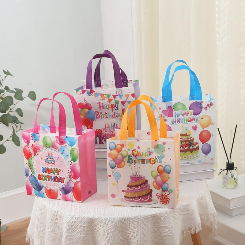 4 Birthday Tote Bags Shopping Favor Goodie Bags Handles 9 8 7 4 3inch