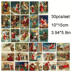 30pcs Christmas Greeting Cards Vintage Postcards Small Business Supplies