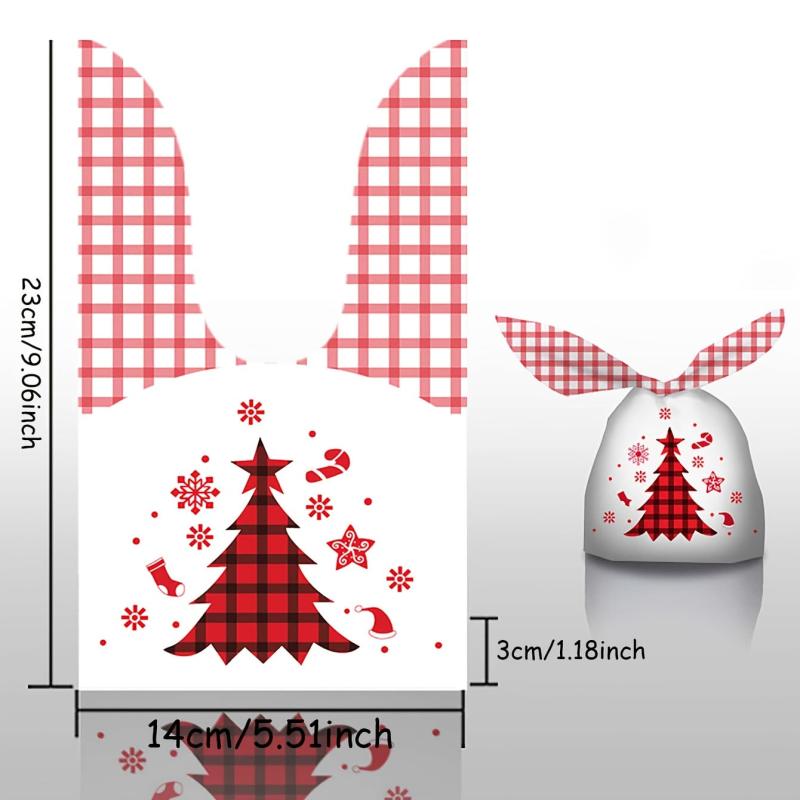 10pcs Christmas Candy Bags Santa Claus Rabbit Ears Snack Packaging Bags