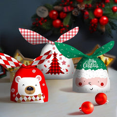 10pcs Christmas Candy Bags Santa Claus Rabbit Ears Snack Packaging Bags