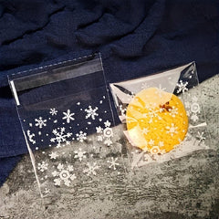 100pcs Snowflake Christmas Candy Bag Self-sealing Food Packaging Biscuit Gift