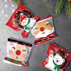 50pcs Christmas Snowman Beer Santa Snack Self Adhesive Packaging Bags Goody Bags