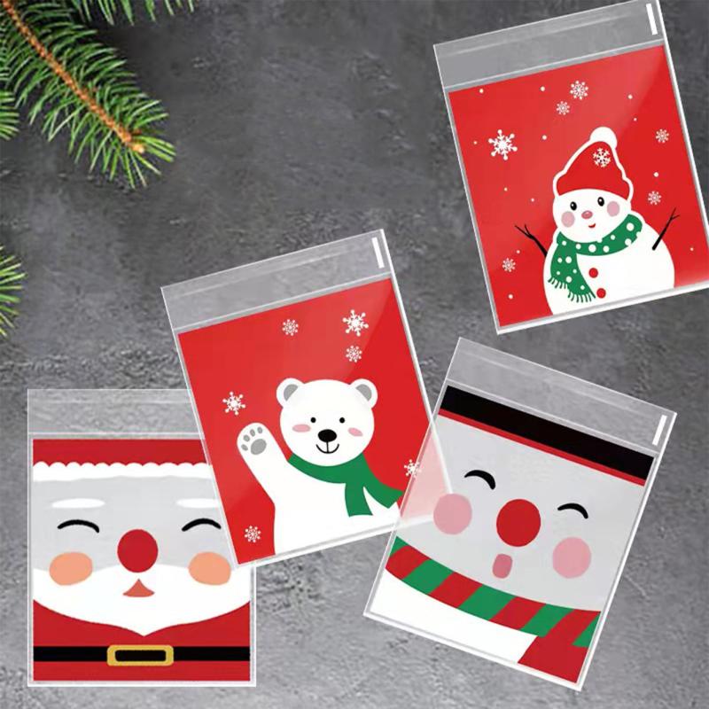 50pcs Christmas Snowman Beer Santa Snack Self Adhesive Packaging Bags Goody Bags