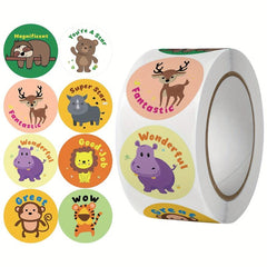 500pcs Round Cartoon Animal Reward Stickers