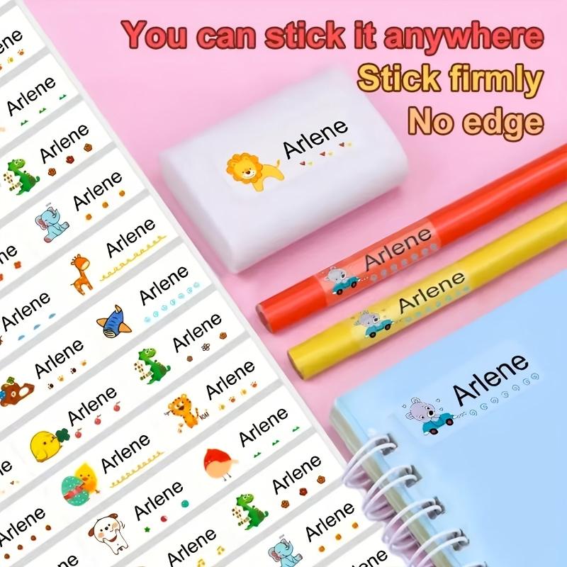 Custom Name Stickers Cartoon Pattern Waterproof Personal Labels