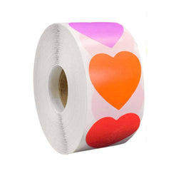 500 Heart Label Sticker, 8 Colors, Adhesive, Party Decoration
