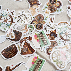 46pcs Literary Retro Objects Decoration Pack Scrapbook Label Creative Materials