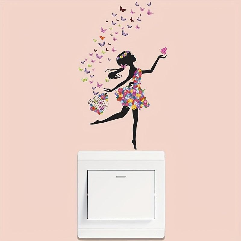 Fairy Flower Switch Sticker Self Adhesive Princess Room Decoration