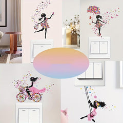 Fairy Flower Switch Sticker Self Adhesive Princess Room Decoration