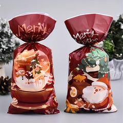 50pcs Candy Plastic Bag Biscuit Snacks for Christmas Party Favors