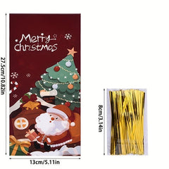 50pcs Candy Plastic Bag Biscuit Snacks for Christmas Party Favors