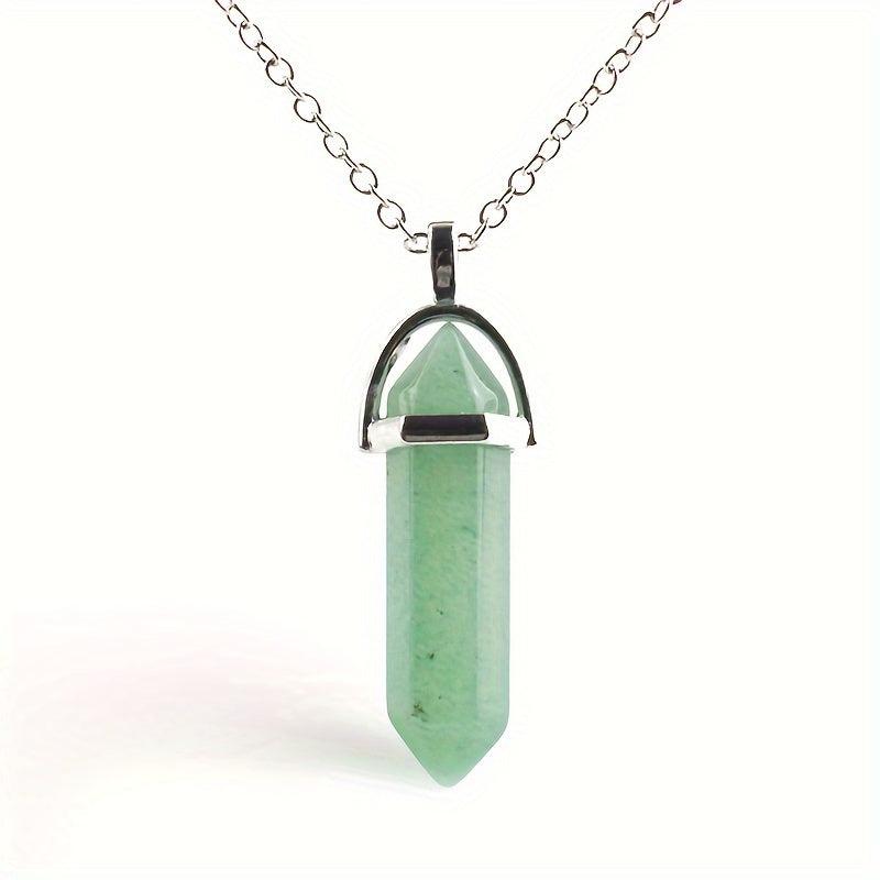 Gemstone Crystal Quartz Amethyst Necklace Natural Stone Hexagonal Point Pendant