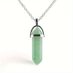 Gemstone Crystal Quartz Amethyst Necklace Natural Stone Hexagonal Point Pendant