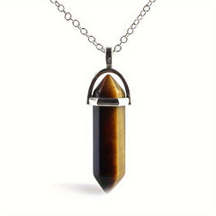 Gemstone Crystal Quartz Amethyst Necklace Natural Stone Hexagonal Point Pendant