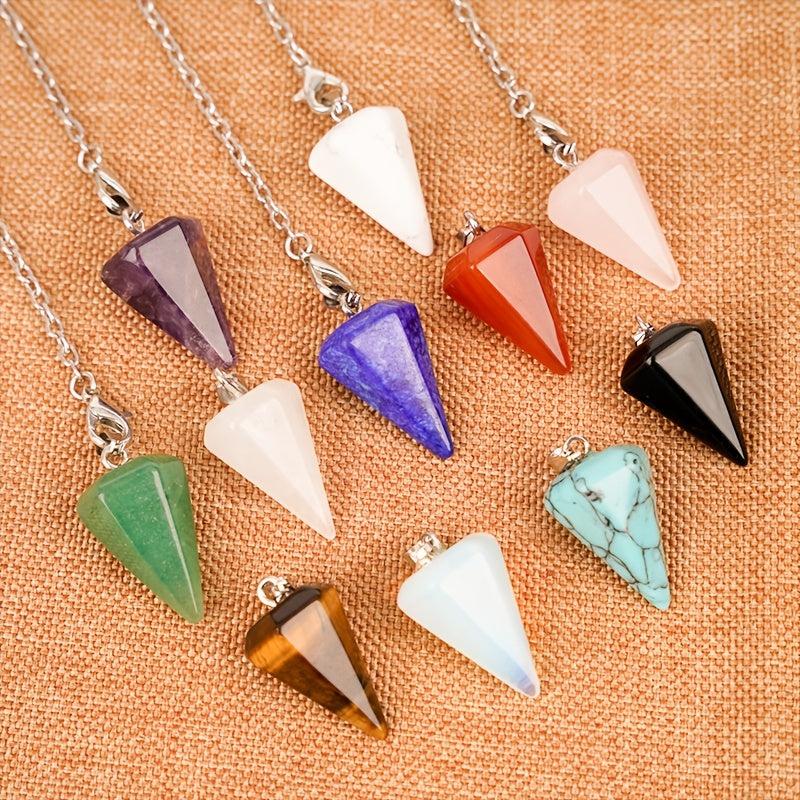 Natural Stone Quartz Gemstone Crystal Hexagonal Reiki Chakra Pendant