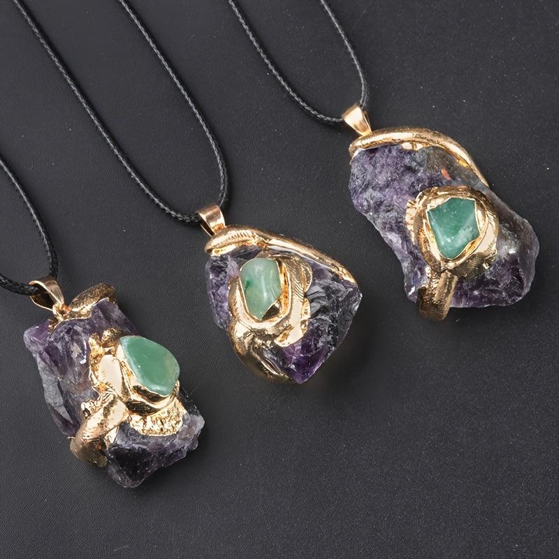Crystal Raw Stone Pendant Wire Wrapped Necklace