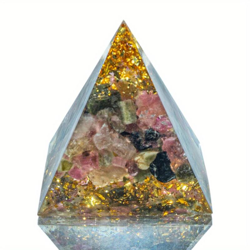 Crystal Orgonite Pyramid Amethyst & Peridot Reiki Chakra Generator