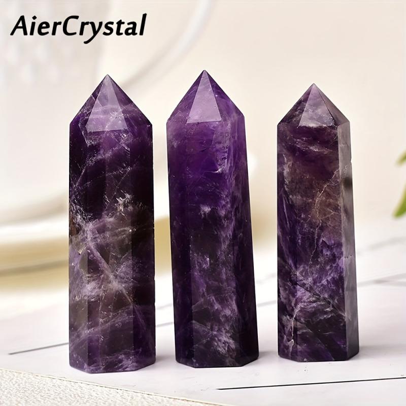 AierCrystal Rose Quartz Amethyst Point Wand Decoration