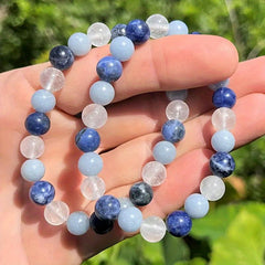 Positive Energy Crystal Bracelet Clear Quartz Angelite Sodalite