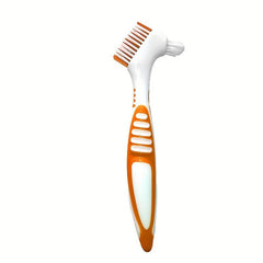 2PCS Denture Toothbrushes Double Sided Layered Bristles Rubber Handle