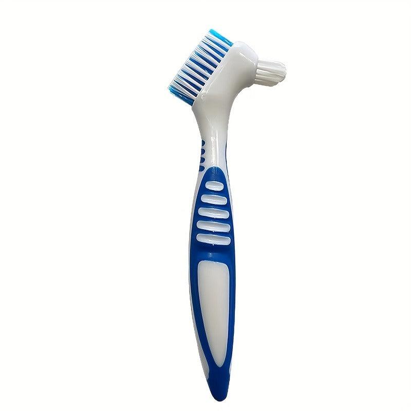 2PCS Denture Toothbrushes Double Sided Layered Bristles Rubber Handle