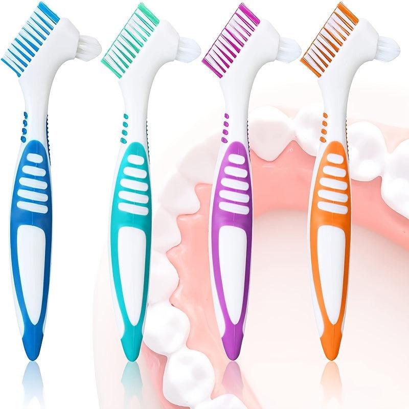 Denture Cleaning Brush Double Sided Layered Bristles & Handle