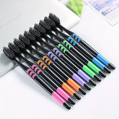 10pcs Bamboo Charcoal Bristle Toothbrushes for Sensitive Teeth