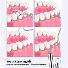 Reusable Metal Toothpick Floss Pick Kit with Keychain Holder