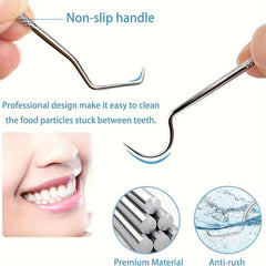 Reusable Metal Toothpick Floss Pick Kit with Keychain Holder