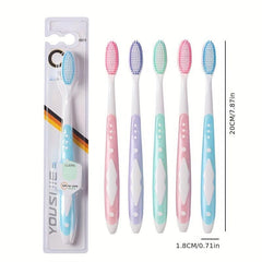 10pcs Soft Filament ToothBrush Rounded Brush Head Easy Remover Non Slip Handle