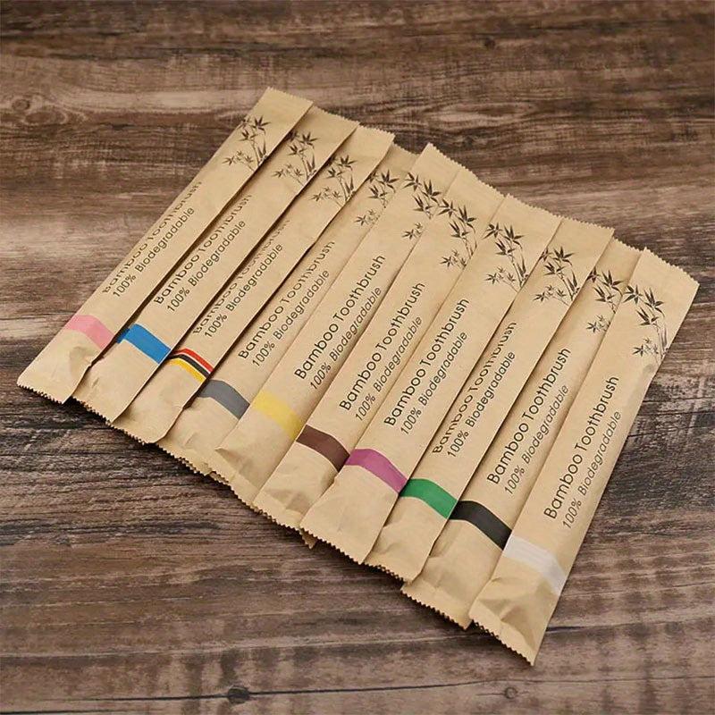 10pcs Manual Wooden Handle Toothbrushes with Soft Bristles for Oral Care