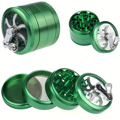 4-Layer Manual Aluminum Spice Crusher Grinder Hand Crank Mill