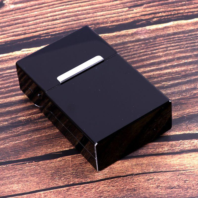 Brushed Metal Cigarette Case Magnetic Flip Closure Large Capacity