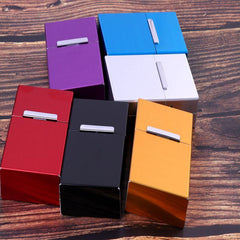 Brushed Metal Cigarette Case Magnetic Flip Closure Large Capacity