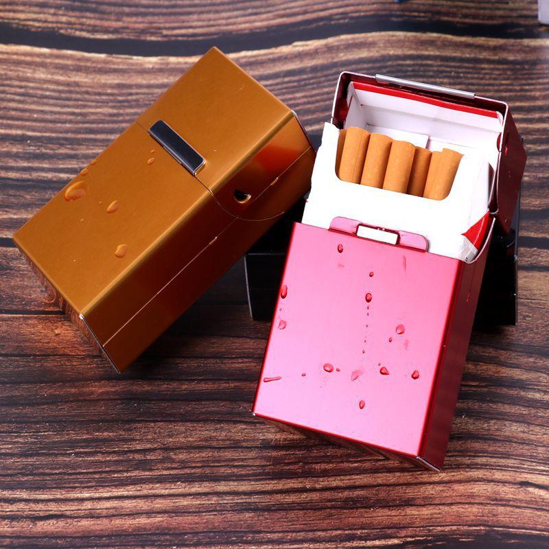 Brushed Metal Cigarette Case Magnetic Flip Closure Large Capacity