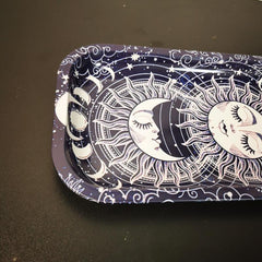 2pcs Pattern Rolling Tray Metal Wake Up Tray Home Decor