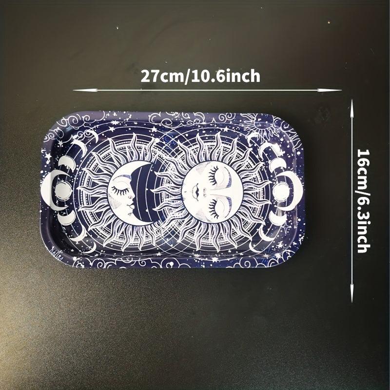 2pcs Pattern Rolling Tray Metal Wake Up Tray Home Decor