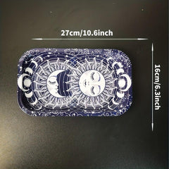 2pcs Pattern Rolling Tray Metal Wake Up Tray Home Decor
