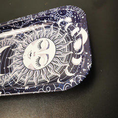 2pcs Pattern Rolling Tray Metal Wake Up Tray Home Decor