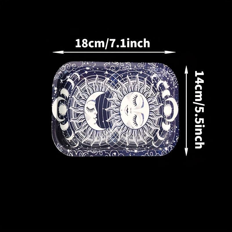 2pcs Pattern Rolling Tray Metal Wake Up Tray Home Decor