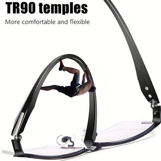 Photochromic Progressive Reading Glasses Men Anti Blue Light Business Eyewear