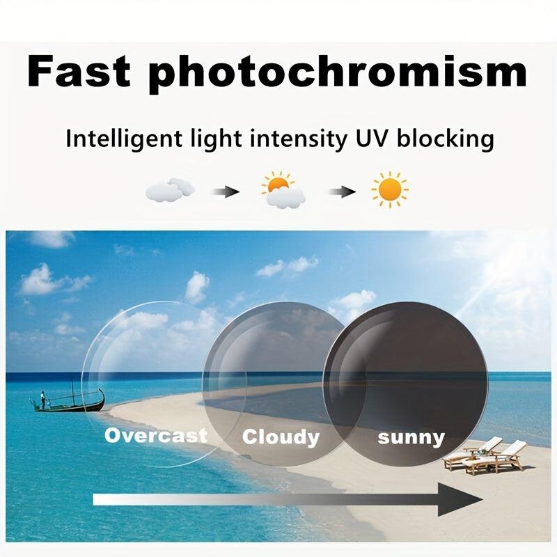 Photochromic Progressive Reading Glasses Men Anti Blue Light Business Eyewear
