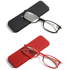 Metal Frame Portable Corrective Reading Glasses with Case Sticker