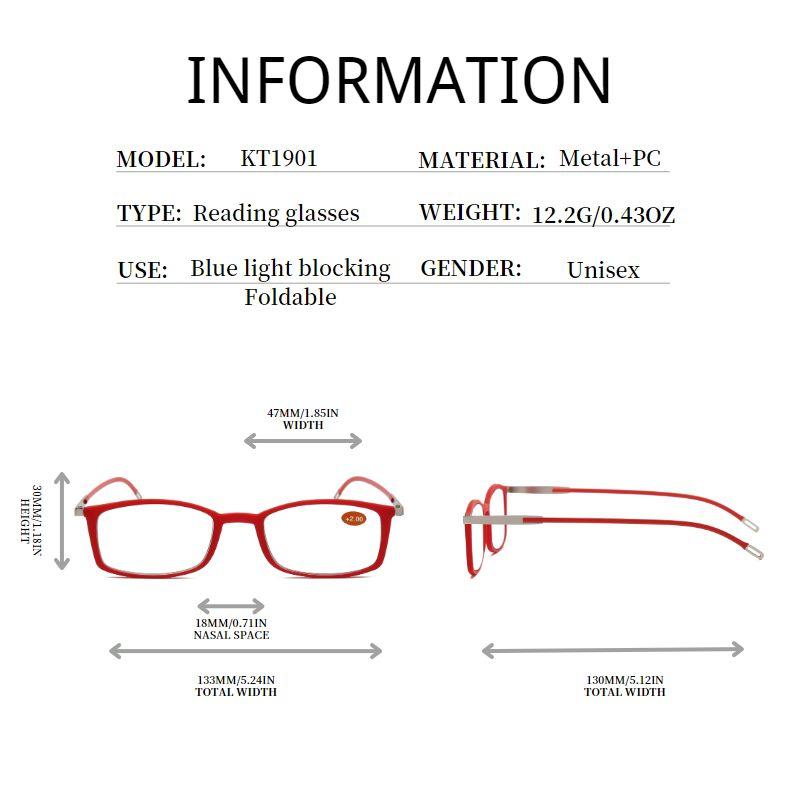 Metal Frame Portable Corrective Reading Glasses with Case Sticker