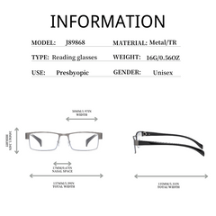 Metal Frame Spring Hinges Presbyopia Eyeglasses Reading Glasses