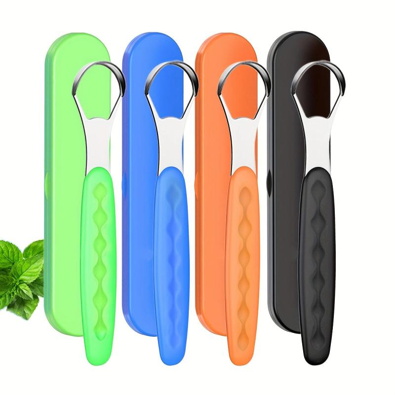 Portable Stainless Steel Tongue Cleaner Tongue Scraper with Travel Case
